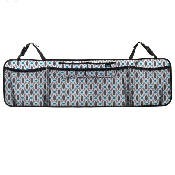 🆕Clever Cargo 5 Pocket Car Organizer In Gray/Teal Oval Design w/Black & White - Picture 3 of 5